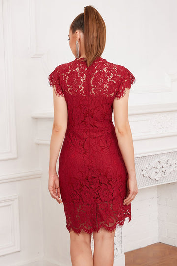 Robe en dentelle Bodycon rouge
